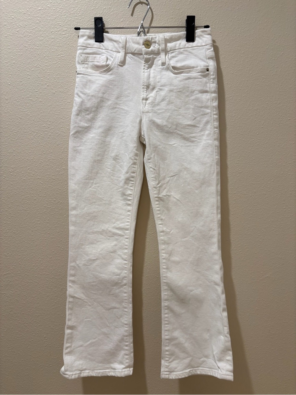 Frame Denim Le Crop Mini Boot White Jeans